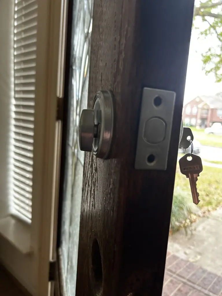 Residential deadbolt and door edge alignment